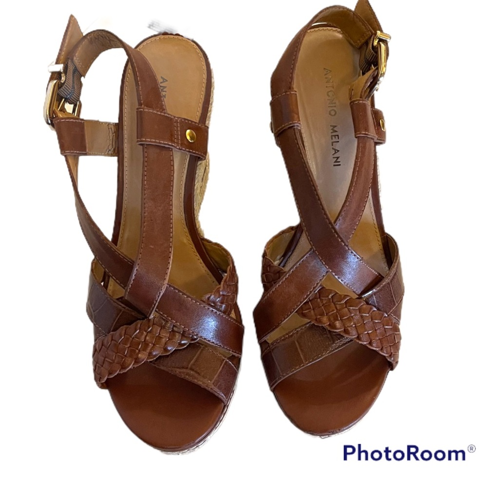 Antonio Melani Brown Wedge Sandals